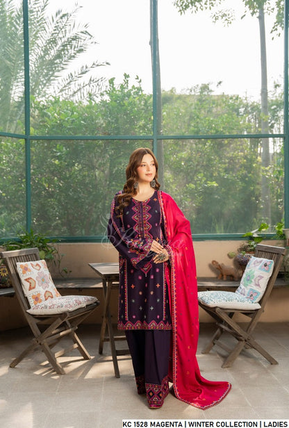 Pakistani women's magenta silk short shirt full view