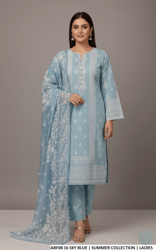Cotton straight printed shirt - Pakistani women's casual outfit with digital print dupatta front view