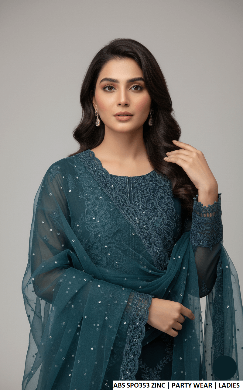 Zinc grey chiffon Pakistani women's straight shirt side view