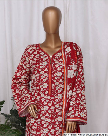 Lawn A-Line printed shirt - Pakistani women's casual summer outfit with cotton trouser and lawn dupatta front view