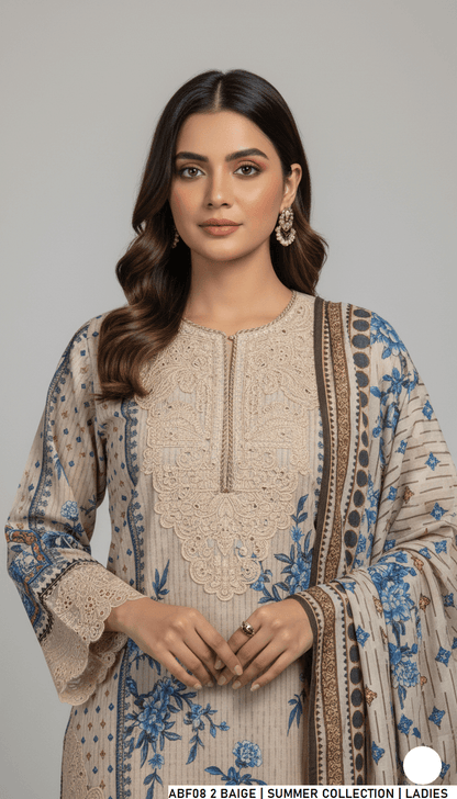 Pakistani women's lawn straight printed casual shirt side view