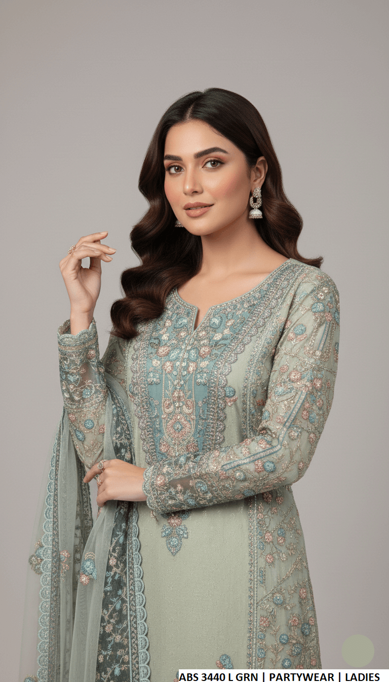 Light green organza Pakistani women's straight shirt with plazo side view