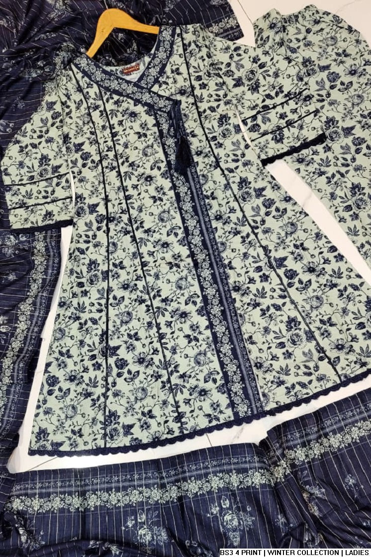 Pakistani women's lawn A-Line printed casual outfit full view