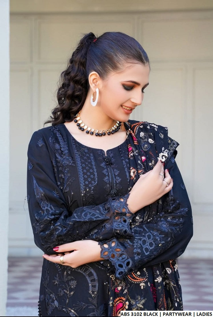 ABS 3102 Pakistani women's chiffon outfit full view