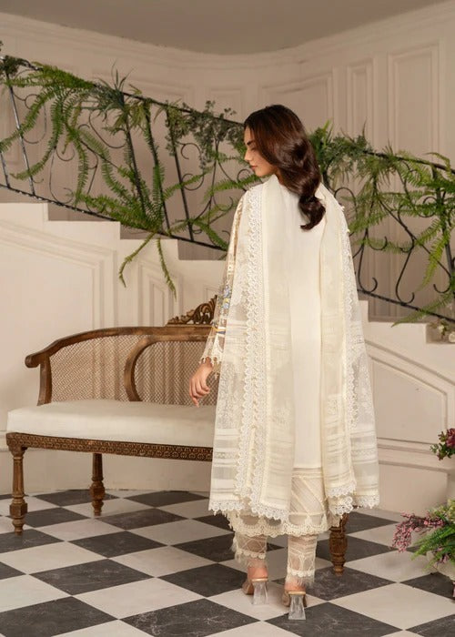 ABL 3983 Pakistani women's organza straight shirt with organza dupatta back view