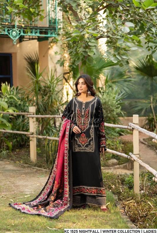 Nightfall navy silk Pakistani women's short shirt side view