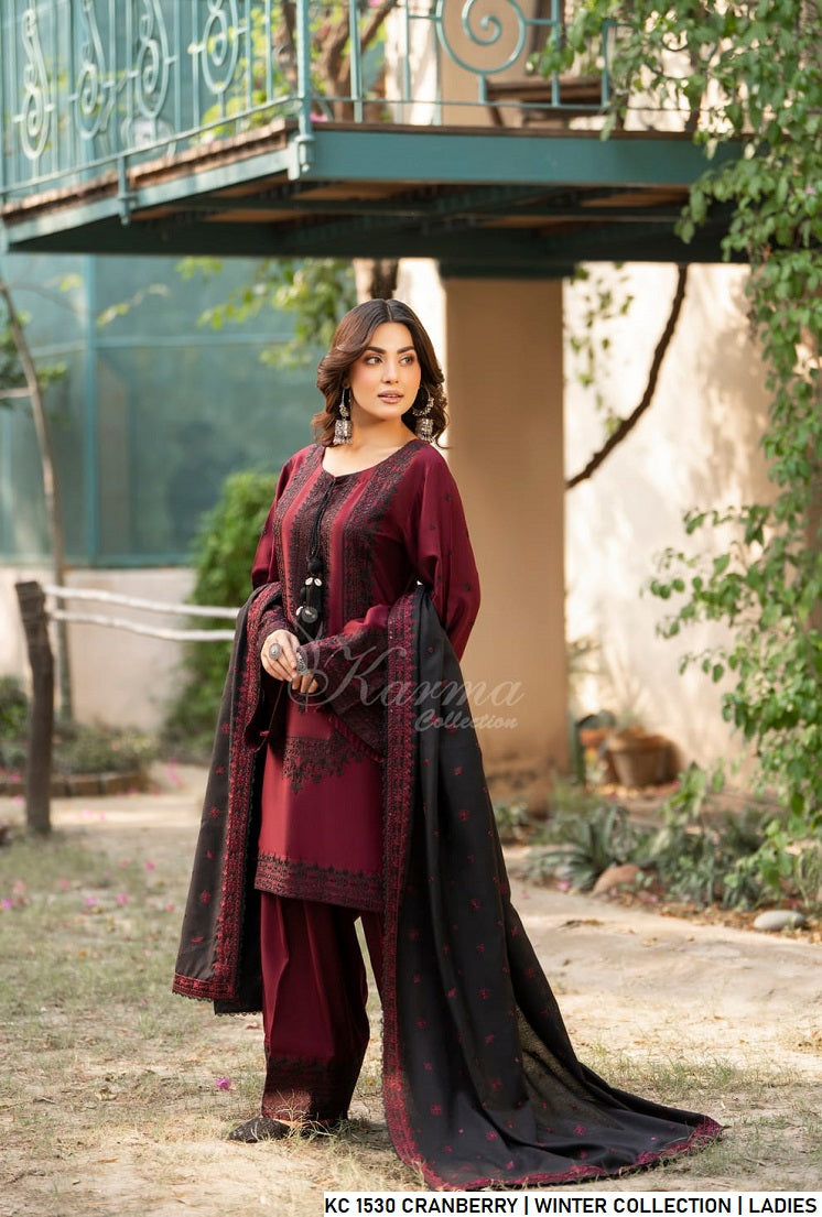 Pakistani women's cranberry red silk short shirt back view