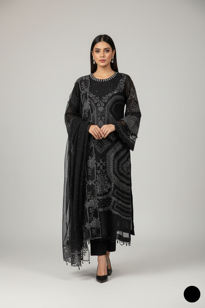 ABL 4078 Chiffon A-Line shirt Pakistani women's semi-formal wear back view