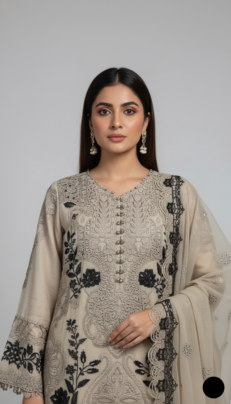 Skin chiffon Pakistani women's straight shirt side view