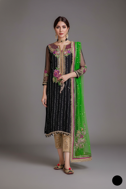 KB P232 Pakistani women's luxury crinkle chiffon party wear full view
