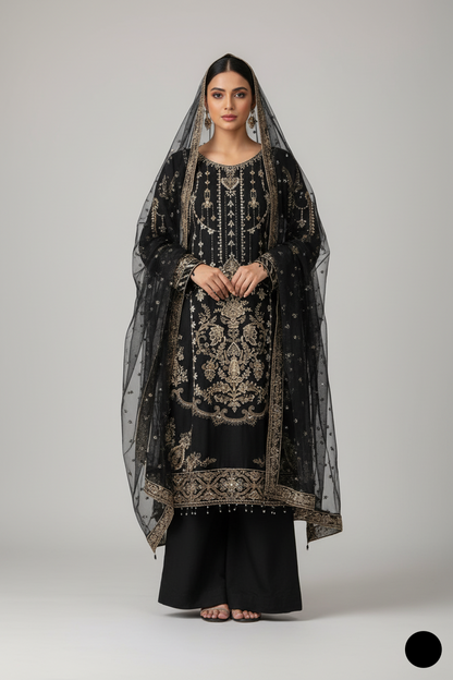 ABL 4057 Organza Pakistani women's elegant formal outfit back view