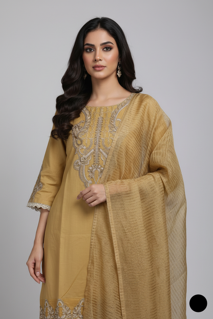 Golden lawn Pakistani women's A-Line casual shirt side view