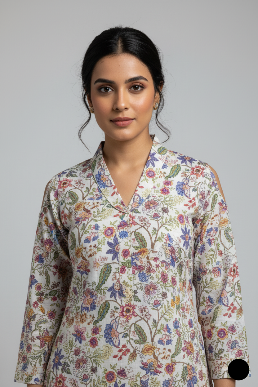 SG 3 RANG lawn Pakistani women's casual straight shirt side view