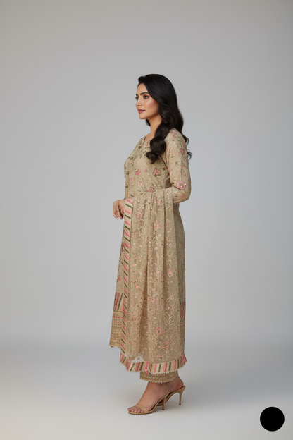 ABS 3037 Pakistani women's chiffon outfit detail view