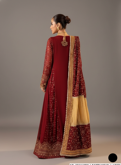 ABL 3864 Pakistani women's chiffon maxi formal wear full view