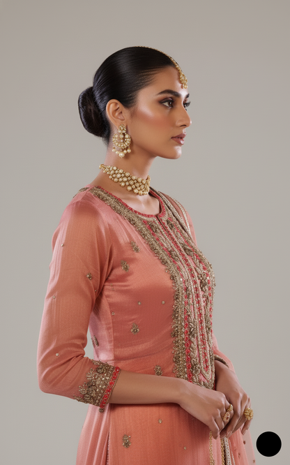 KB P254 Pakistani women's masuri formal outfit detail view