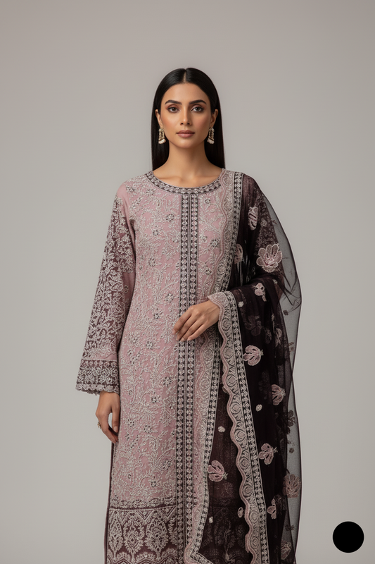ABS 3291 Chiffon Pakistani women's straight shirt with grip plazo side view