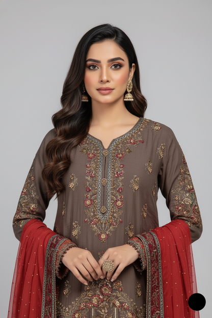 ABS 3143 chiffon Pakistani women's straight shirt side view