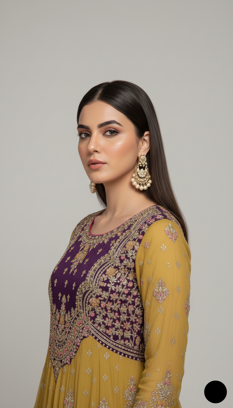 ABS 3028 Pakistani women's chiffon long maxi detail view