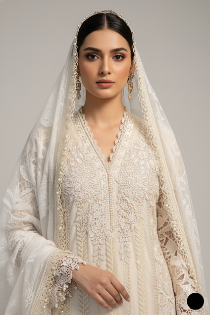 ABL 3999 Pakistani women's organza A-Line semi-formal outfit detail view