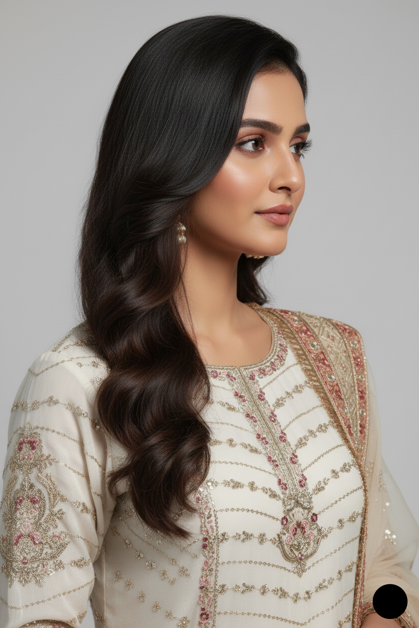 ABS 3176 Pakistani women's organza gharara outfit detail view