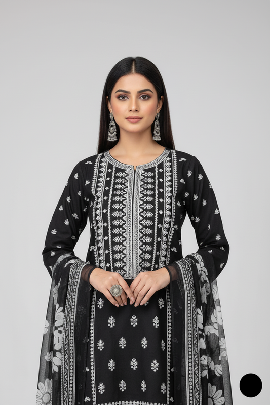 SG15 69 PRT Lawn women's A-Line Pakistani summer outfit with digital dupatta side view