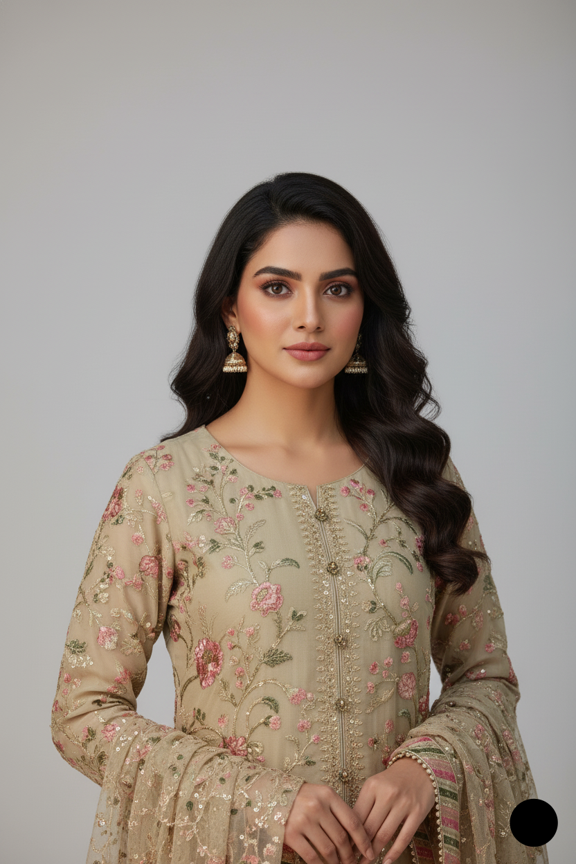 ABS 3037 chiffon Pakistani women's straight shirt side view