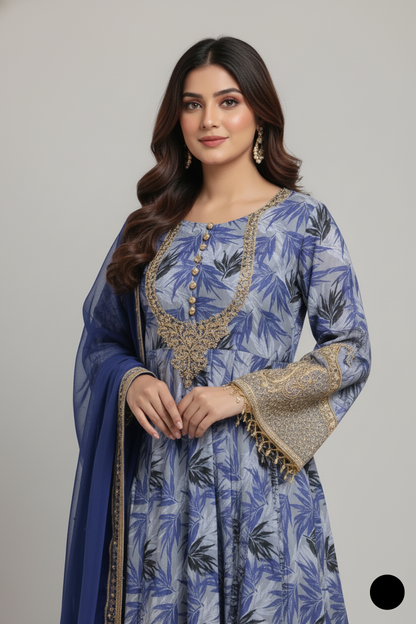 SG 1435 Cotton long frock Pakistani women's semi-formal dress side view