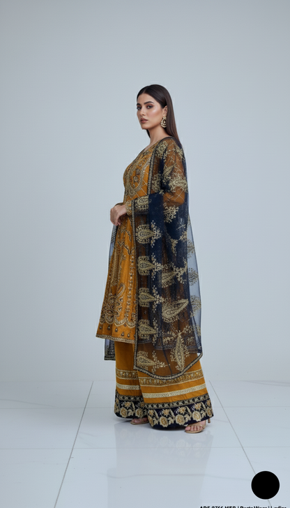 ABS 2766 Pakistani women's chiffon frock with plazo back view