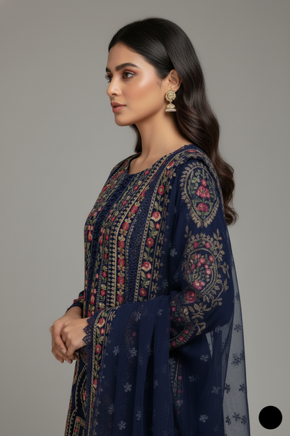 ABL 3883 Pakistani women's chiffon A-Line formal outfit detail view