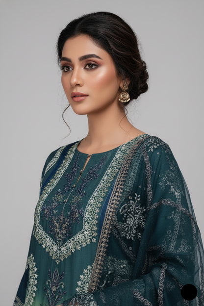 PNW 6265 Pakistani women's chiffon outfit back view
