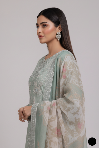 ABS 3138 Pakistani women's chiffon straight shirt detail view
