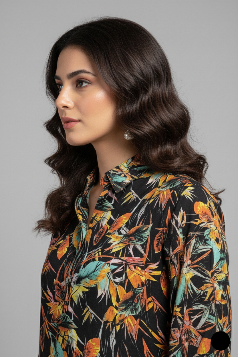 SG28 linen A-Line Pakistani women's casual suit side view