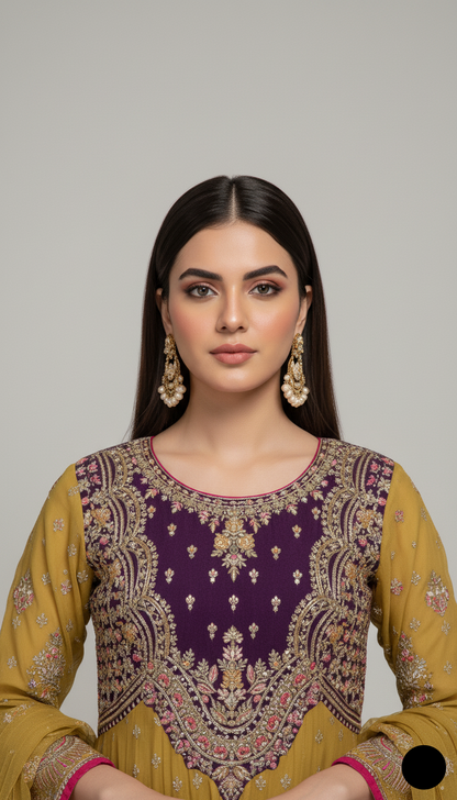 ABS 3028 chiffon Pakistani women's long maxi side view