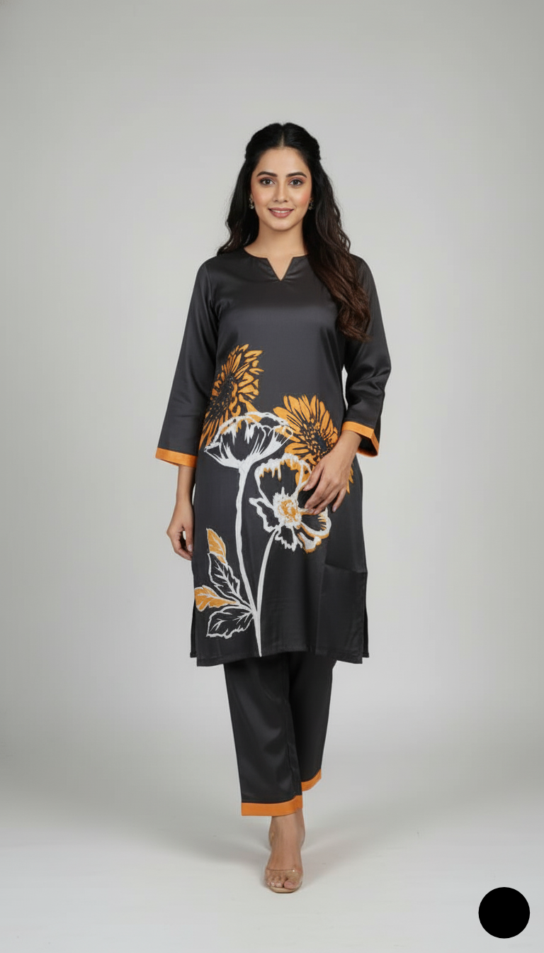 Lawn 2-piece printed - Pakistani women's casual summer outfit with cotton trouser and lawn dupatta front view