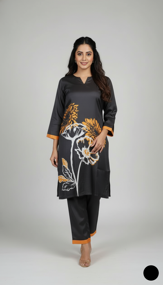 Lawn 2-piece printed - Pakistani women's casual summer outfit with cotton trouser and lawn dupatta front view