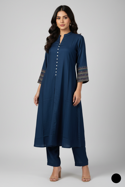 Lawn A-Line shirt zinc grey - Pakistani women's casual summer outfit with cotton trouser and lawn dupatta front view