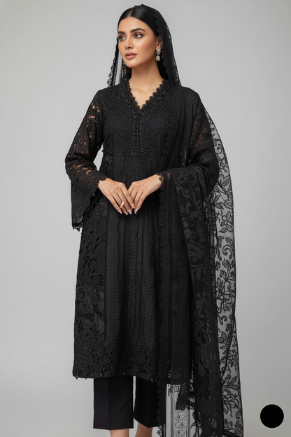 Organza A-Line shirt ABL 3999 - Pakistani women's elegant formal wear with viscose trouser front view