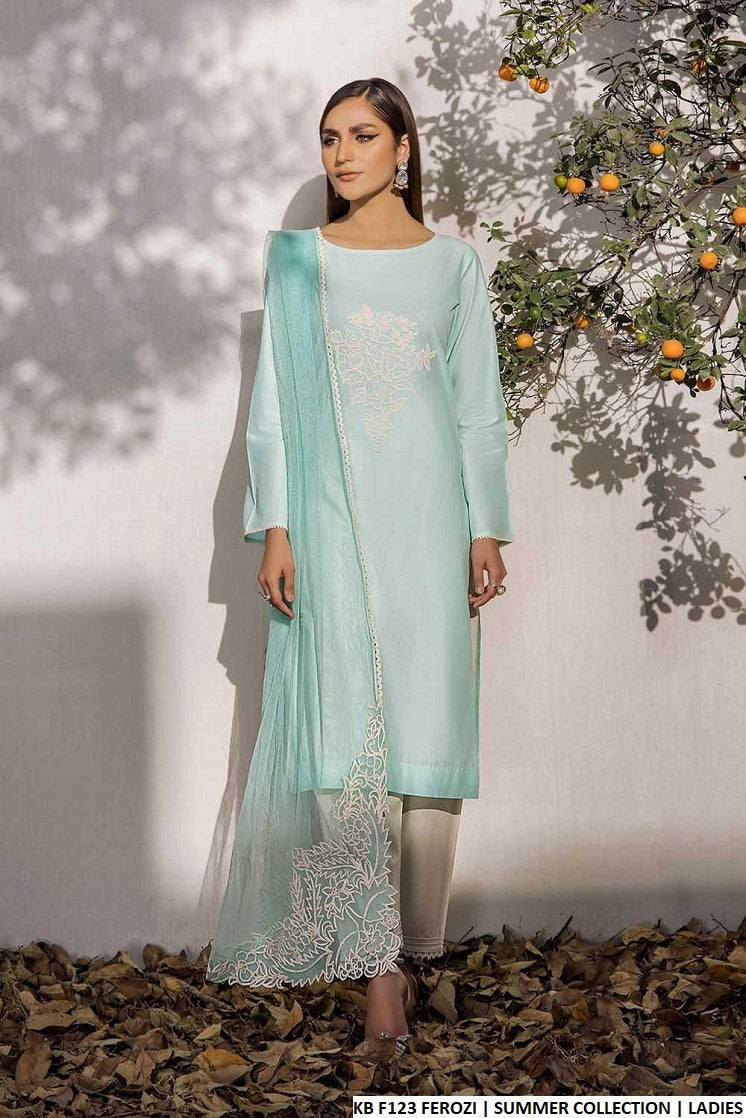 KB F123 Pakistani women's cotton lawn party wear full view