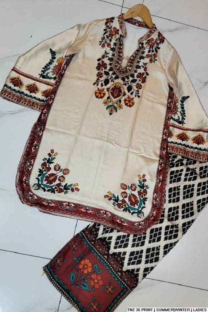Pakistani women's lawn 2-piece printed casual suit back view
