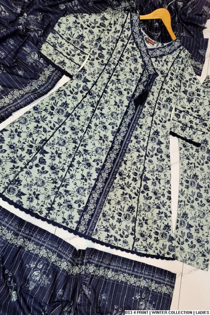Pakistani women's lawn A-Line printed casual outfit back view