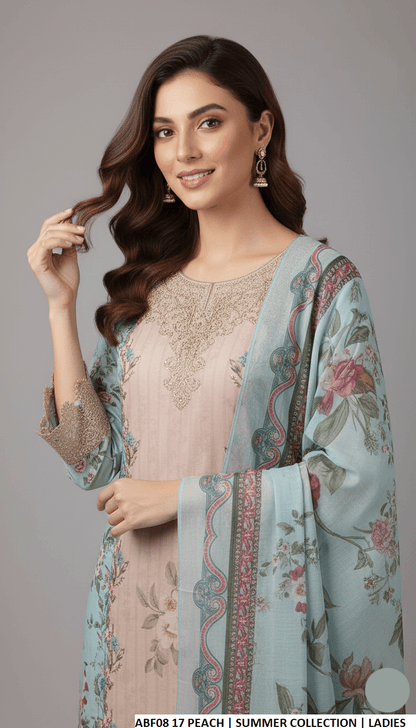 Pakistani women's cotton straight printed casual shirt side view