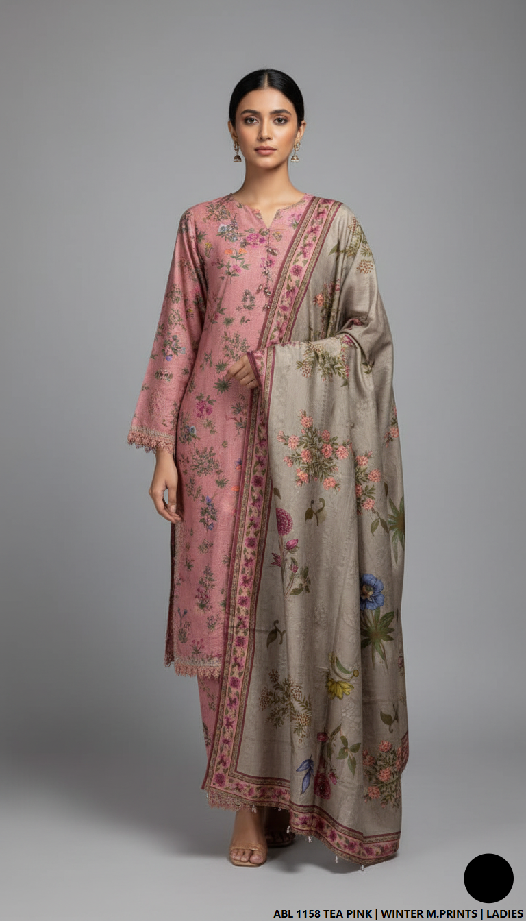 Pakistani women's printed lawn straight casual shirt side view