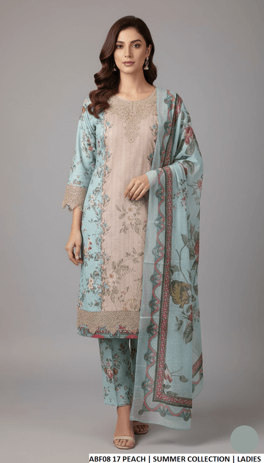 Cotton straight printed shirt - Pakistani women's casual outfit with digital print dupatta front view