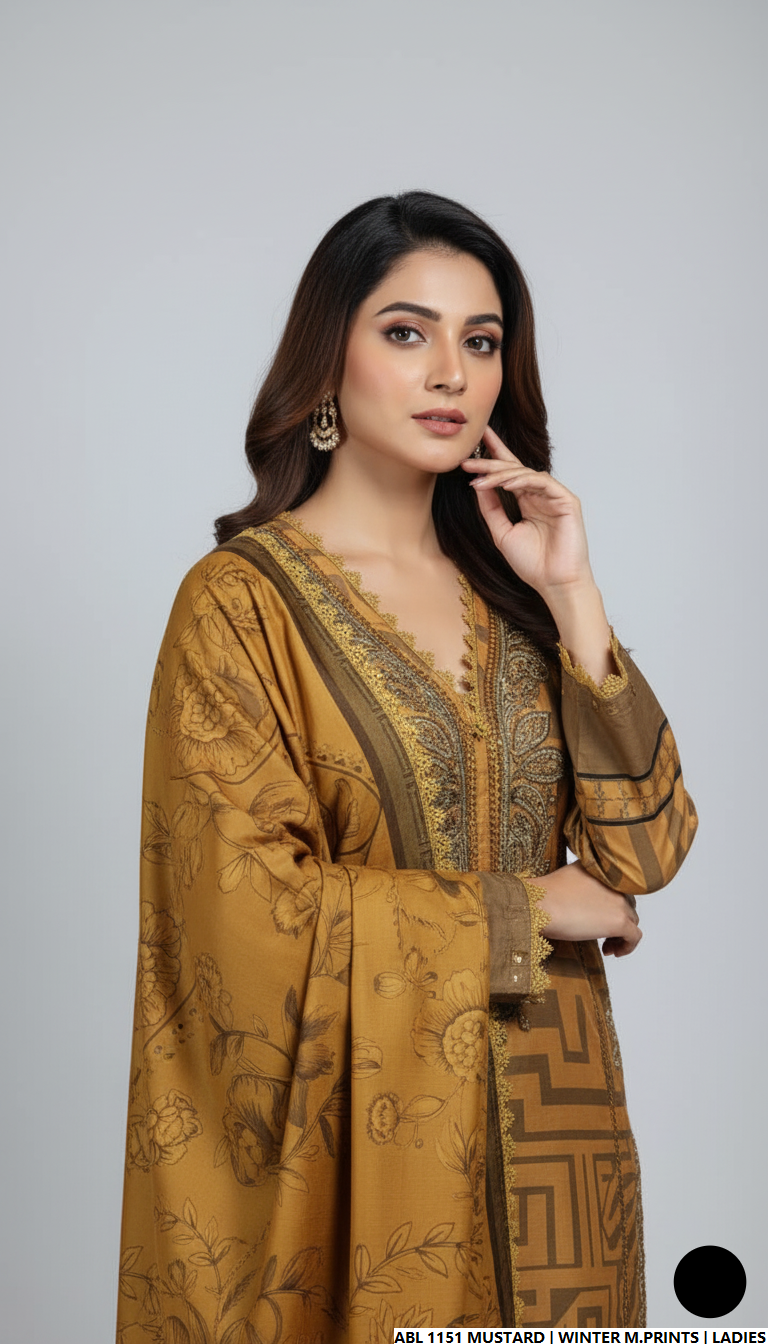 Pakistani women's printed lawn casual outfit detail view