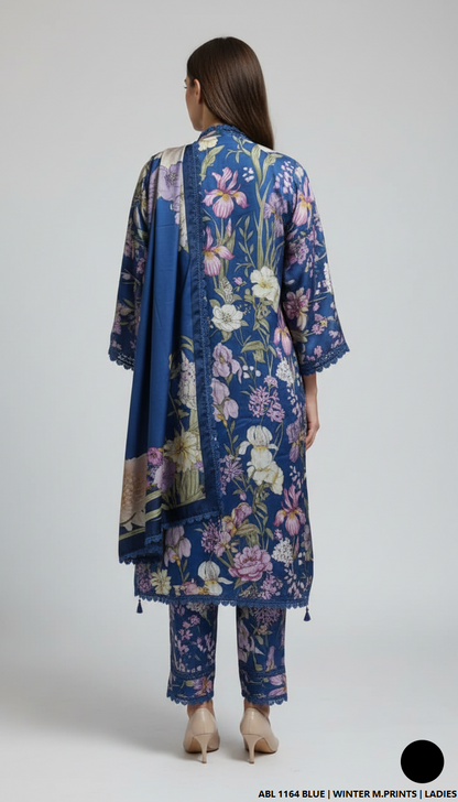 Pakistani women's printed lawn straight casual outfit back view