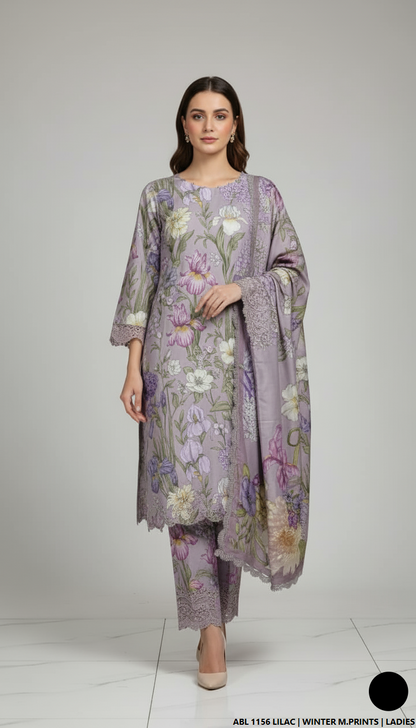 Pakistani women's printed lawn straight casual shirt side view