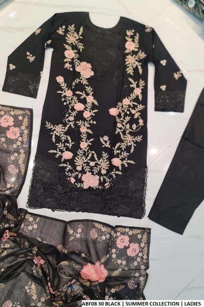 Pakistani women's black cotton casual straight shirt back view