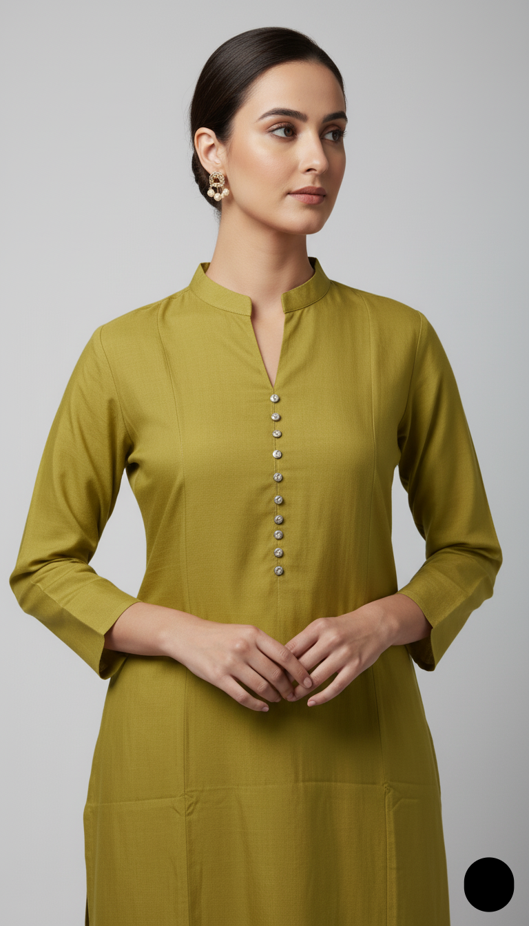Mustard yellow khaddar Pakistani women's 2-piece casual winter suit back view