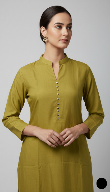 Mustard yellow khaddar Pakistani women's 2-piece casual winter suit back view